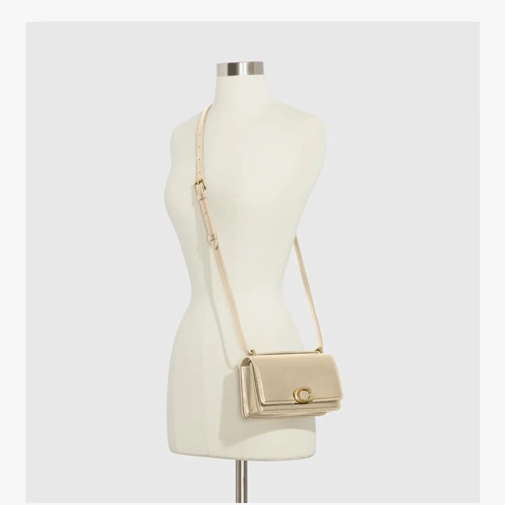 New Coach Ivory Bandit Crossbody Bag with Gold Accents